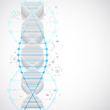 3d Dna molekülleri ile bilim şablonu. 