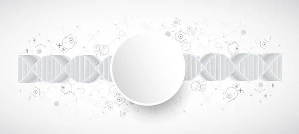 Science template with 3D DNA molecules. — Stock Vector