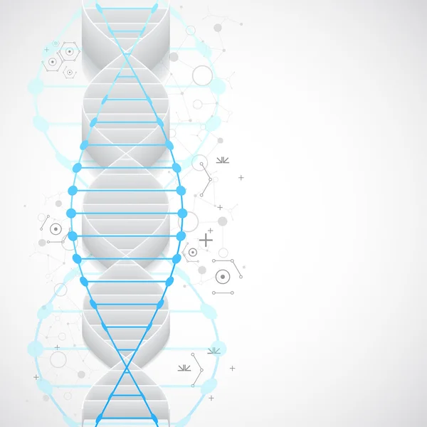 3 차원 Dna 분자와 과학 템플릿. — 스톡 벡터