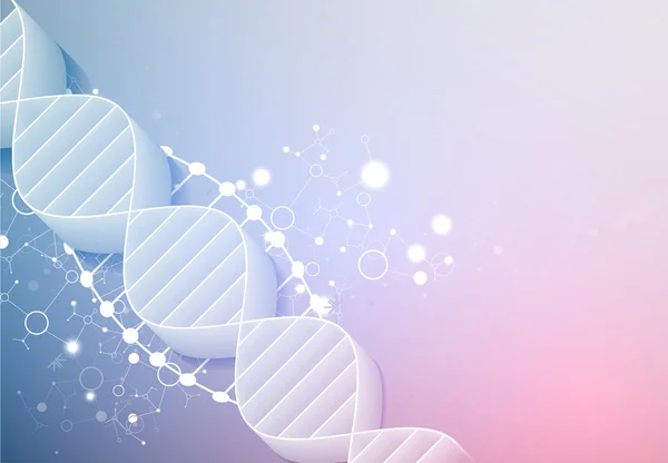 Plantilla de ciencia con moléculas de ADN 3D . — Vector de stock