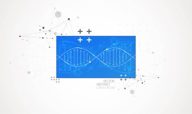 Sanat bilimi şablonu, duvar kağıdı veya DNA moleküllü pankart. 