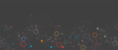 Bağlı çizgi ve noktalarla Geometrik soyut arkaplan. Bilim ve teknoloji için gelecekçi dijital arkaplan.