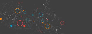 Bağlı çizgi ve noktalarla Geometrik soyut arkaplan. Bilim ve teknoloji için gelecekçi dijital arkaplan.