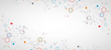 Bağlı çizgi ve noktalarla Geometrik soyut arkaplan. Bilim ve teknoloji için gelecekçi dijital arkaplan.