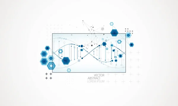 Modelo Ciência Arte Papel Parede Banner Com Moléculas Dna — Vetor de Stock