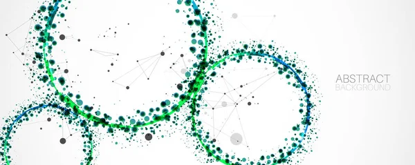 Abstrakter Vektorhintergrund Wissenschaftliche Richtung Mit Grünen Kreisen Und Chaotischen Punkten — Stockvektor