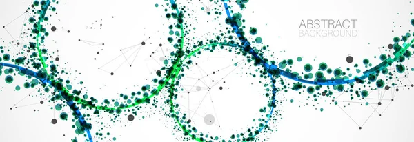 Abstract Vectorachtergrond Wetenschappelijke Richting Met Groene Cirkels Chaotische Vlekken Erop — Stockvector