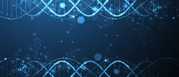 Catena Dna Fluorescente Biotecnologia Biochimica Scienza Medicina Modello Engeneering Genetico — Vettoriale Stock
