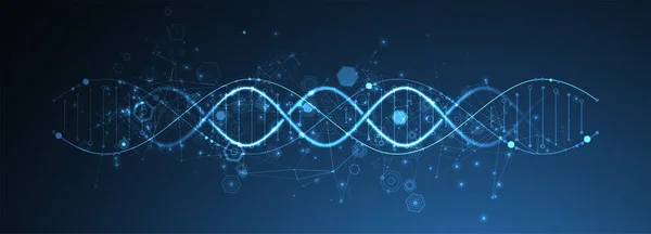 Cadeia Adn Néon Brilhante Biotecnologia Bioquímica Ciência Conceito Medicina Modelo — Vetor de Stock