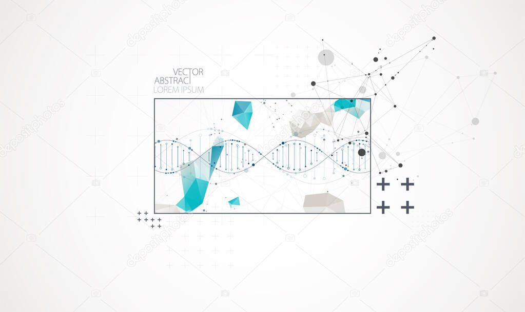 Art science template, wallpaper or banner with a DNA molecules. 