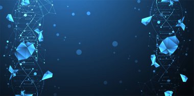 Bilim şablonu, duvar kağıdı ya da DNA moleküllü pankart. Vektör arkaplanı.