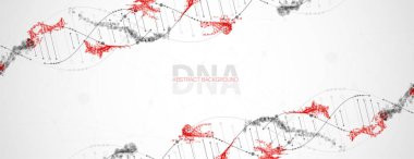 Bilim şablonu, duvar kağıdı ya da DNA virüsü moleküllü pankart. Vektör illüstrasyonu.