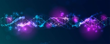 Bilim şablonu, duvar kağıdı ya da DNA virüsü moleküllü pankart. Vektör illüstrasyonu.
