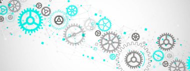 Çarklı ve pleksus etkisi olan soyut teknolojik arka plan. Vektör