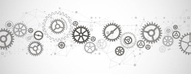 Çarklı ve pleksus etkisi olan soyut teknolojik arka plan. Vektör