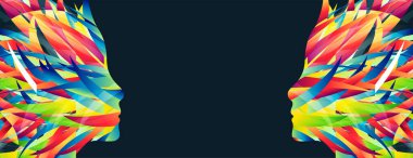 İnsan kafasının silueti renkli dalgaların yardımıyla yapılır..