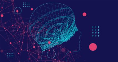 Soyut dalgalı bir insan kafasının taslağı. Pleksus etkisi.