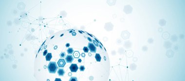 Pleksus etkisi olan soyut küre arkaplanı. 3B yüzey.