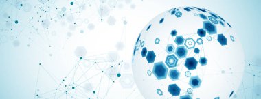 Pleksus etkisi olan soyut küre arkaplanı. 3B yüzey.