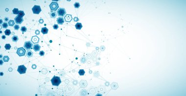 Tasarım için soyut mavi altıgen fütüristik arkaplan. Bilim ve teknoloji. 