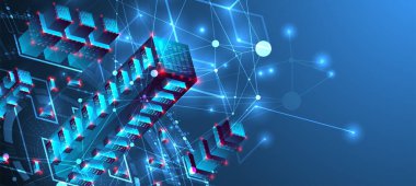 Isome büyük veri kavramı, veritabanı. Soyut teknoloji geçmişi. Vektör illüstrasyonu