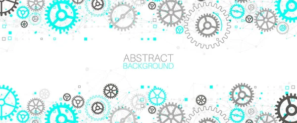 Abstract Technologische Achtergrond Met Tandwielen Plexus Effect Vector — Stockvector