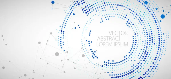 Fondo Medio Tono Ciencia Con Puntos Conexión Líneas Visualización Digital — Vector de stock