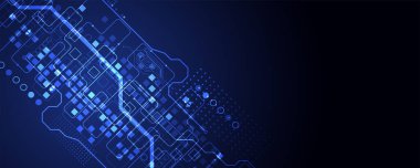 Soyut teknoloji konsepti. Devre kartı, yüksek bilgisayar rengi arkaplan. İçerik, web - şablon, iş teknolojisi sunumu için alanı olan vektör illüstrasyonu.
