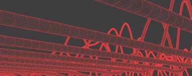 Kablo dinamik dalgaları, çizgi ve parçacıkları olan soyut vektör arkaplanı. 