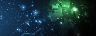 Soyut ışıldayan teknoloji geçmişi. İletişim konsepti. Bilim sunumu için şablon. Vektör illüstrasyonu.