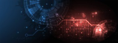 Soyut ışıldayan teknoloji geçmişi. İletişim konsepti. Bilim sunumu için şablon. Vektör illüstrasyonu.