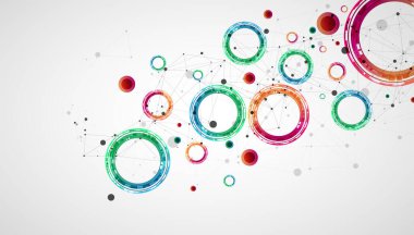 Teknik arka plan, pleksus etkisi ve tekno daireden yapılmış.