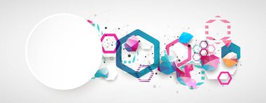 Altıgen geometrik dizi. Soyut arkaplan. Bilim ve bağlantı vektörü kavramı. 