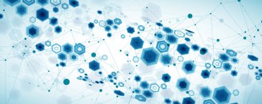 Tasarım çalışmaları için soyut mavi altıgen fütüristik arkaplan.