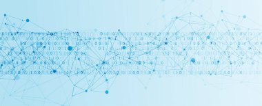 Pleksus etkisi olan teknoloji geçmişi. Büyük veri konsepti. İkili bilgisayar kodu. Vektör illüstrasyonu.