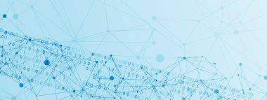 Pleksus etkisi olan teknoloji geçmişi. Büyük veri konsepti. İkili bilgisayar kodu. Vektör illüstrasyonu.