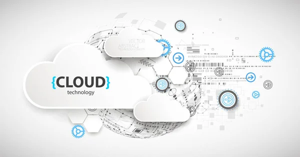 Tecnología Almacenamiento Nube Fondo Concepto Web Digital Integrado — Vector de stock