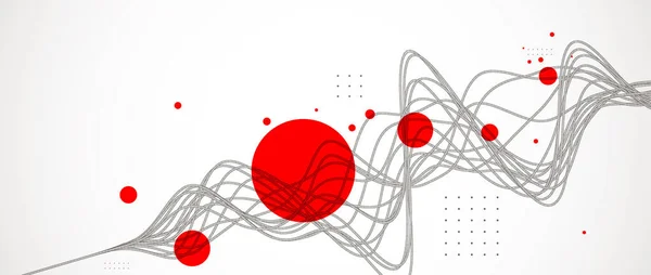 Векторный Абстрактный Фон Проводной Динамической Волной Линией Частицами — стоковый вектор