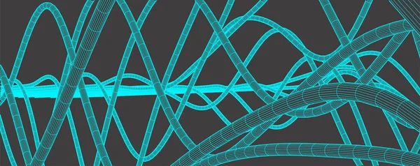 Fondo Abstracto Vectorial Con Wireframe Ondas Dinámicas Línea Partículas — Archivo Imágenes Vectoriales