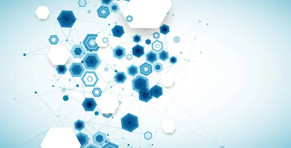 Abstract Blauwe Zeshoek Futuristische Achtergrond Voor Ontwerp Werken Wetenschap Technologie — Stockvector