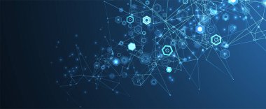 Tasarım için soyut mavi altıgen fütüristik arkaplan. Bilim ve teknoloji. 