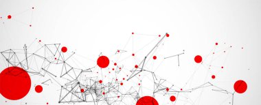 Bilim ve teknoloji sunumu için şablon. Kırmızı noktalı pleksus biçimi arkaplan.