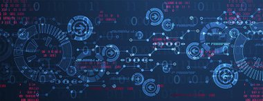 Soyut teknoloji konsepti. Devre kartı, yüksek bilgisayar rengi arkaplan. İçerik, web - şablon, iş teknolojisi sunumu için alanı olan vektör illüstrasyonu.