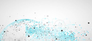 Vektör çizimi, yüksek teknoloji dijital teknoloji ve mühendislik teması. Soyut arkaplan, iletişim yeniliği kavramı.