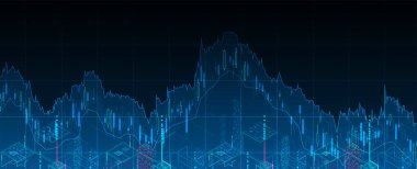 Finansal ticaret kavramı. Borsa ve borsa. Mum çubuğu grafik şeması.