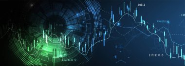 Finansal ticaret kavramı. Borsa ve borsa. Mum çubuğu grafik şeması.