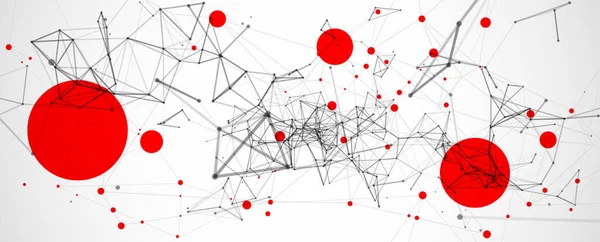 Bilim Teknoloji Sunumu Için Şablon Kırmızı Noktalı Pleksus Biçimi Arkaplan — Stok Vektör