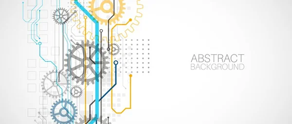 Concept Abstrait Roue Dentée Technologique Carte Circuit Imprimé Arrière Plan — Image vectorielle