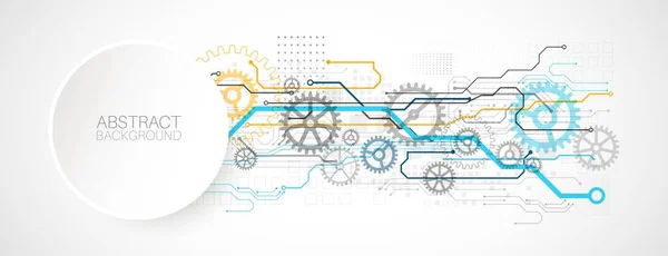 Concept Abstrait Roue Dentée Technologique Carte Circuit Imprimé Arrière Plan — Image vectorielle