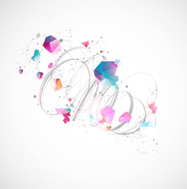 Soyut kıvrımlı renkli çizgiler. Fütürist geometrik kompozisyon. Tasarım çalışmaları için arkaplan.